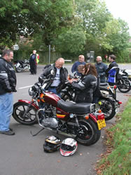 Bikes and riders at the start